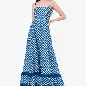 Blue Checkered Maxi Dress